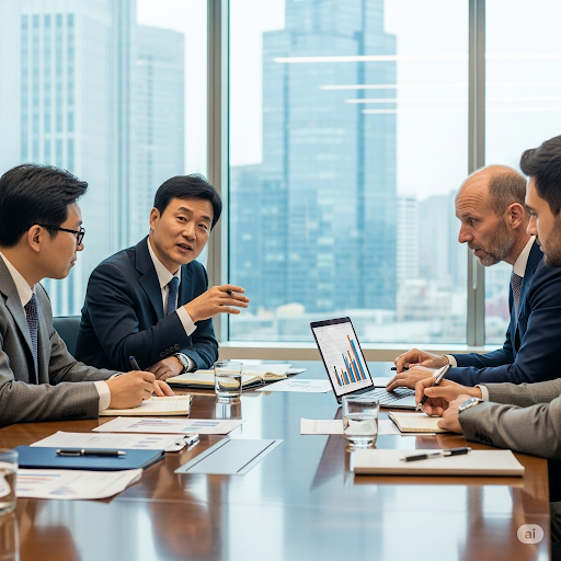 A business person talking on a video call